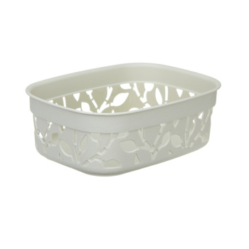 Коробка д/хранения пластм. "Флора" 185x140x65мм (1,0л) Бел.ротанг М2360 ("М-Пластика") *1/24