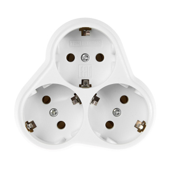 Разветвитель 3роз. с заземлением круглый 16А 250В "TDM" SQ1806-0028 *1/10/100