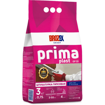 Штукатурка гипсовая BROZEX Прима Пласт GP 55, 3 кг