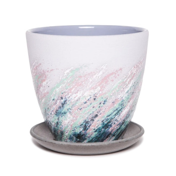 Кашпо керам. Крокус Живопись 1,36л d верха 149мм h133мм с поддоном сиреневый №2 КС-К2-203-54 *9