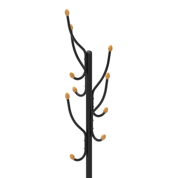 яяяВешалка напольная "Стойка" с кругл.осн., 5кр. с дерев.након.,выс.1,95м Черный ВКО1/Ч ("Ника") *1