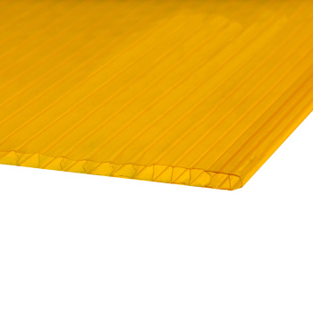 Поликарбонат 4 мм сотовый Главный агроном, 2.1х6 м, 0.47 кг/м², янтарь