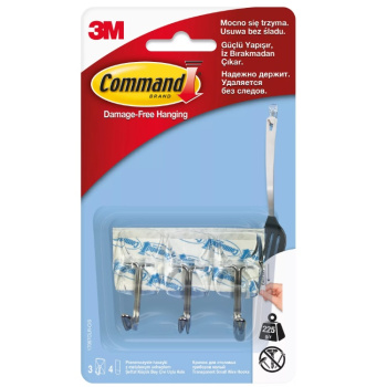 Крючки самоклеящиеся пластм. с металл.Прозр. Комплект 3шт(+1сменн.кл.пол) 17067CLR Command(3M™)*1/12