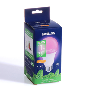 Фитолампа светодиодная Smartbuy, Е27, груша A60, 11 Вт Фитолампа светодиодная Smartbuy, Е27, груша A60, 11 Вт