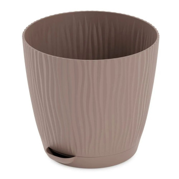 Кашпо пластм. "Флис" 0,75л d верха 115мм h110мм с поддоном, прикорн.полив Какао М8427 *1/24