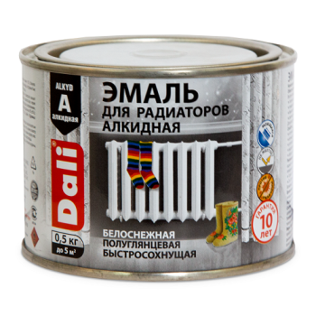Эмаль алкидная DALI, для радиаторов, 0.5 кг, белоснежная, полуглянцевая