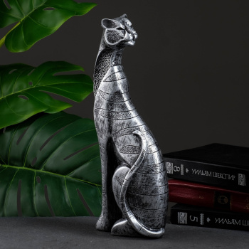 Фигура "Кот сидит" черное серебро 34х13см 7550536