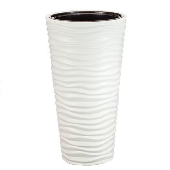 Кашпо пластм. "Дюна" высокое 42л d верха 340мм h630мм со вставкой 9л Белое М3402 ("М-Пластика") *1
