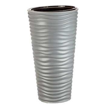 Кашпо пластм. "Дюна" высокое 42л d верха 340мм h630мм со вставкой 9л Серое М3402 ("М-Пластика") *1