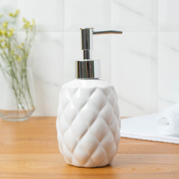 Набор для ванной Ромбус, 2 предмета (дозатор для мыла, стакан), цвет белый  6243798