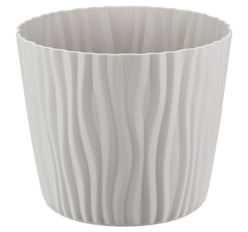 Кашпо пластм. Волна 4.0л d верха 200мм, h170мм  с съем дрен.решеткой Кремовый М3189 (М-П.)