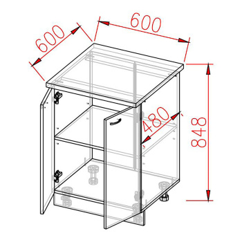 Шкаф напольный 600х850х600 мм BROZEX-WOOD Next, с двумя дверцами, графит Шкаф напольный 600х850х600 мм BROZEX-WOOD Next, с двумя дверцами, графит