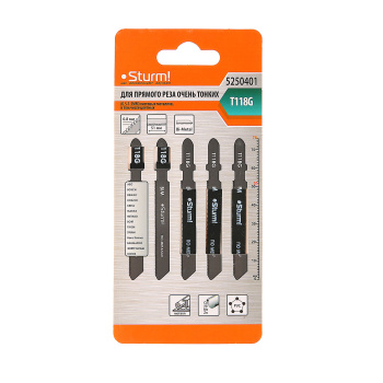 Пилки для лобзика (5шт.) STURM Т118G (арт.5250401) д/металла *1/10