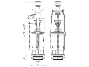 Арматура бачка АНИ Пласт Эконом, без клапана, кнопка хром