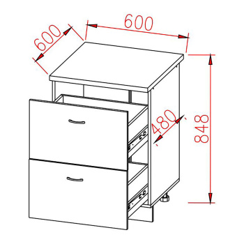 Шкаф напольный 600х850х600 мм BROZEX-WOOD Next, с двумя ящиками, графит Шкаф напольный 600х850х600 мм BROZEX-WOOD Next, с двумя ящиками, графит