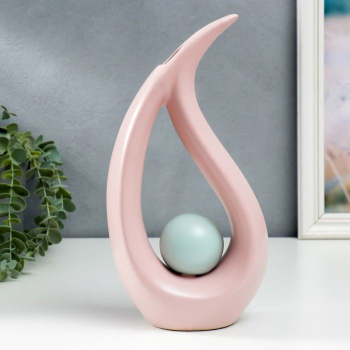 Сувенир керамика Абстракция. Капля и шар пастель матовый розовый 28,5х14,5 см  7509550