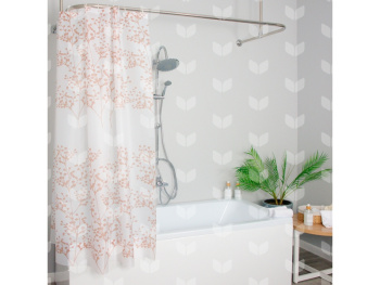 Штора для ванной V-line Мимоза, 170х180 см, полиэстер, с кольцами