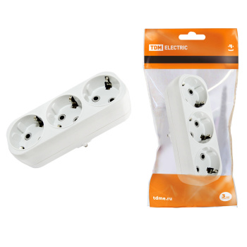 Разветвитель 3роз. с заземлением 16А 250В "TDM" SQ1806-0033  *1/8/128