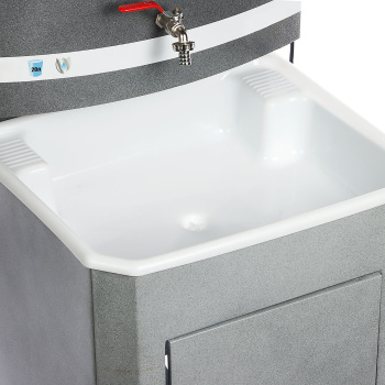 Умывальник дачный с тумбой бак 17л без ЭВН мойка пластмассовая цвет серый/аквамикс "Акватекс" *1