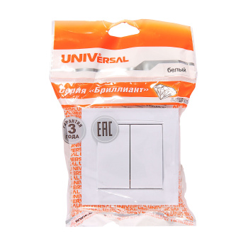 Выключатель Бриллиант СП 2кл. белый 10А IP20 UNIVersal 7947403