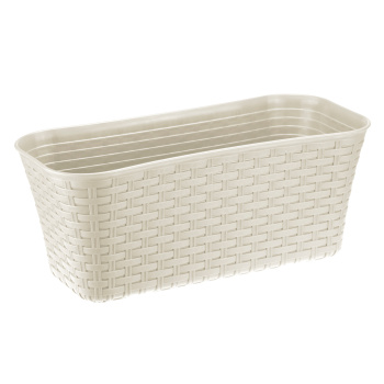 Ящик д/цветов пластм. "Ротанг" 38,5х18х16см с дрен.реш. Белый М3225 "М-Пластика" *1/10 Ящик д/цветов пластм. "Ротанг" 38,5х18х16см с дрен.реш. Белый М3225 "М-Пластика" *1/10