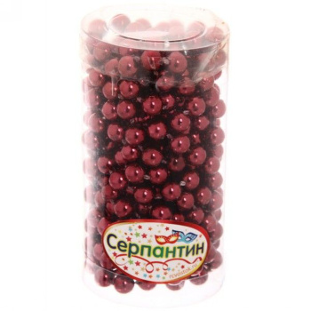 Бусы на елку 2,7м "Шарик" d-6мм в тубе, темный рубин