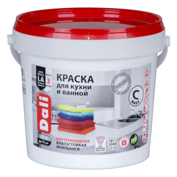 Краска акриловая для кухни и ванной 0,9 л ДАЛИ влагостойкая матовая База С *1/6/384