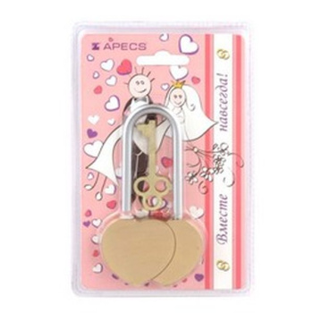 Замок навесной Апекс PDB-33-60 СВАДЕБНЫЙ блистер *1/15