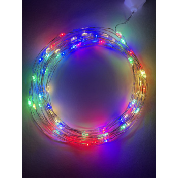 Гирлянда «Нить» ЭРА, 10 м, фиксинг, мульти, 100 LED, IP20, 220 В